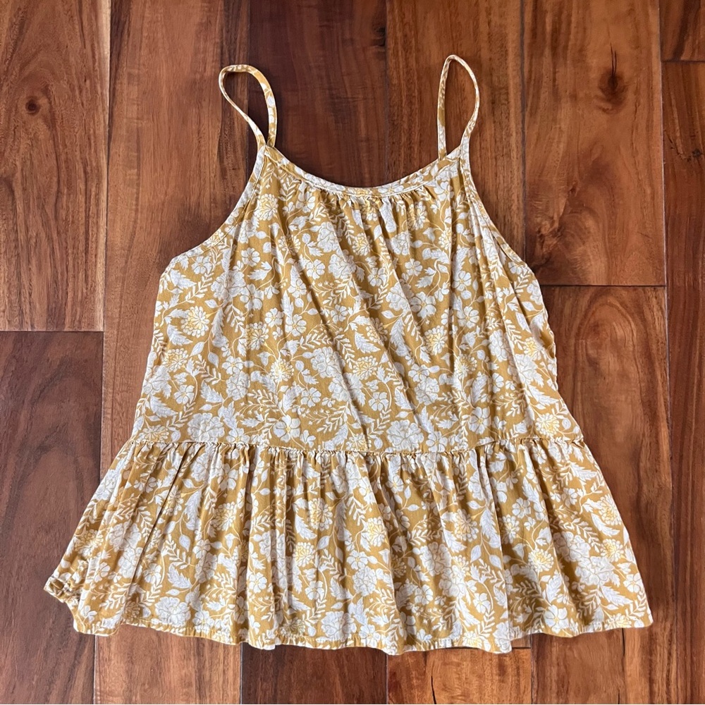 Sleeveless Floral-Print Peplum-Hem Top for Girls